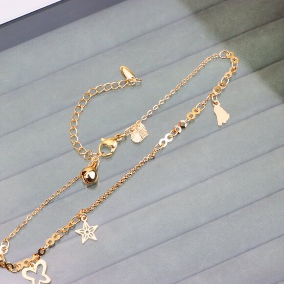 "Rose Gold Anklet with Star, Butterfly & Bell Charms, XPAL1051 - Picture 14 of 14